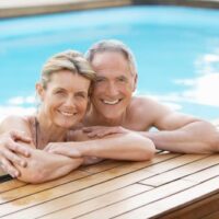 couple in the pool celebrating 36 years